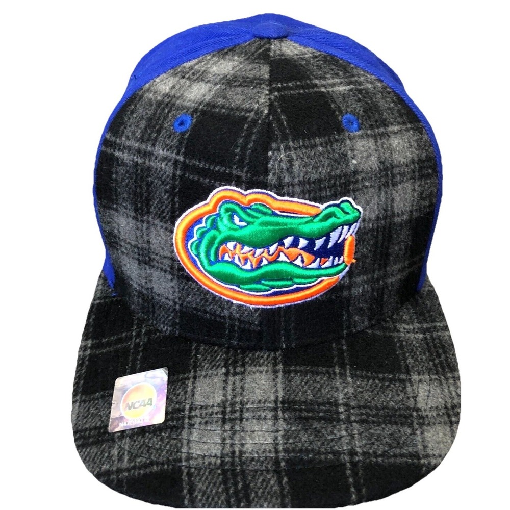 Florida Gators Hat Cap Strap Back Blue Black Plaid Flannel Dad Adjustable Adult